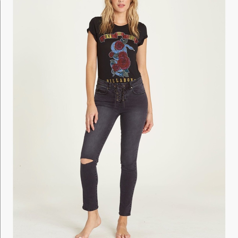 faded black billabong ripped jeans